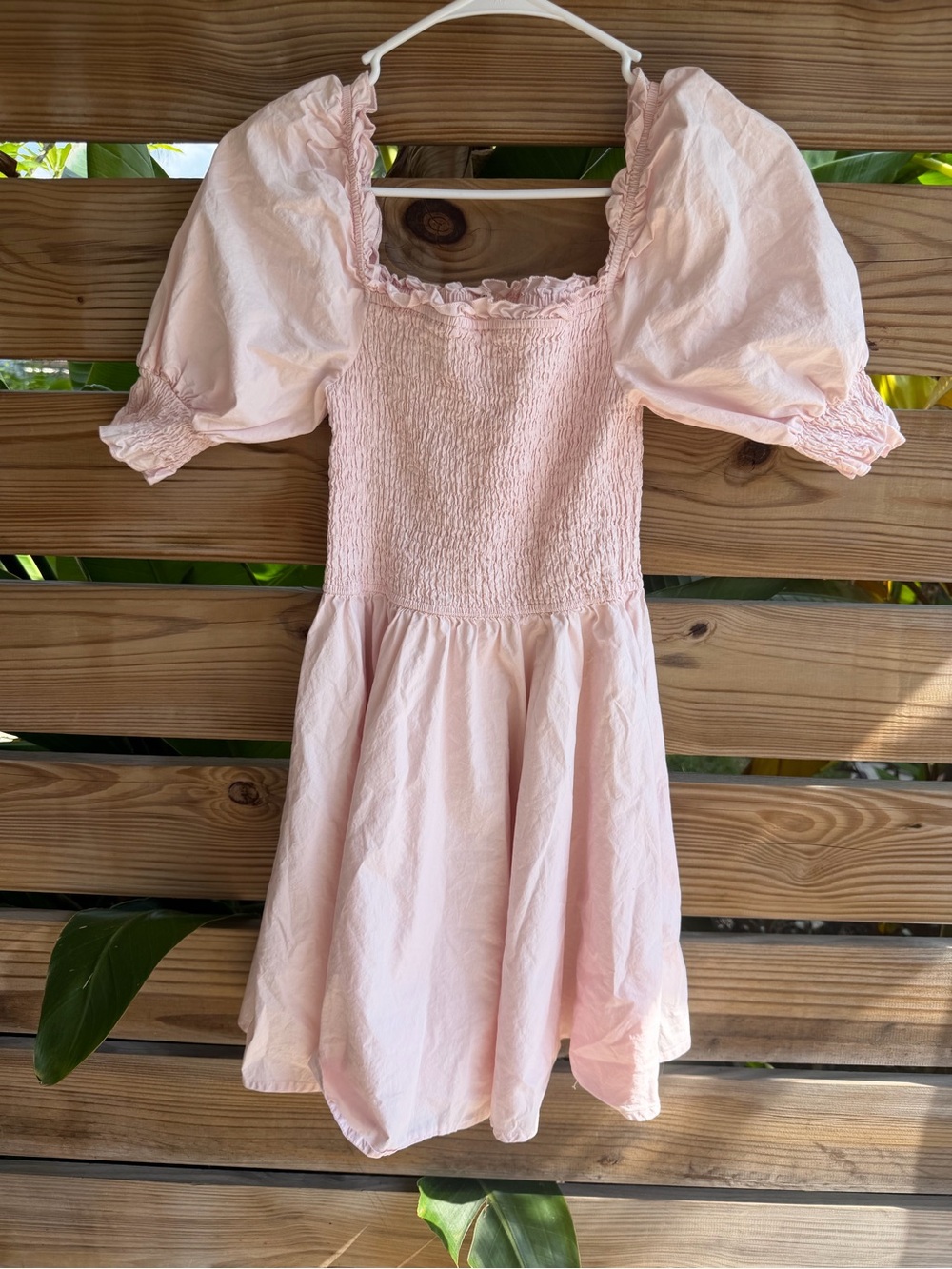 miami Soft Pink Smocked Puff Sleeve Dress